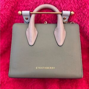 Strathberry Green Leather Nano Tote